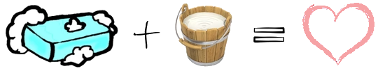 A bar of soap plus a bucket of goat milk equals a heart